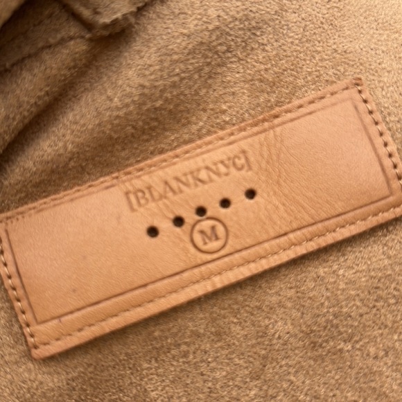 BlankNYC Camel Brown Faux Suede Drape Front Moto Style Jacket Size M - Picture 10 of 12